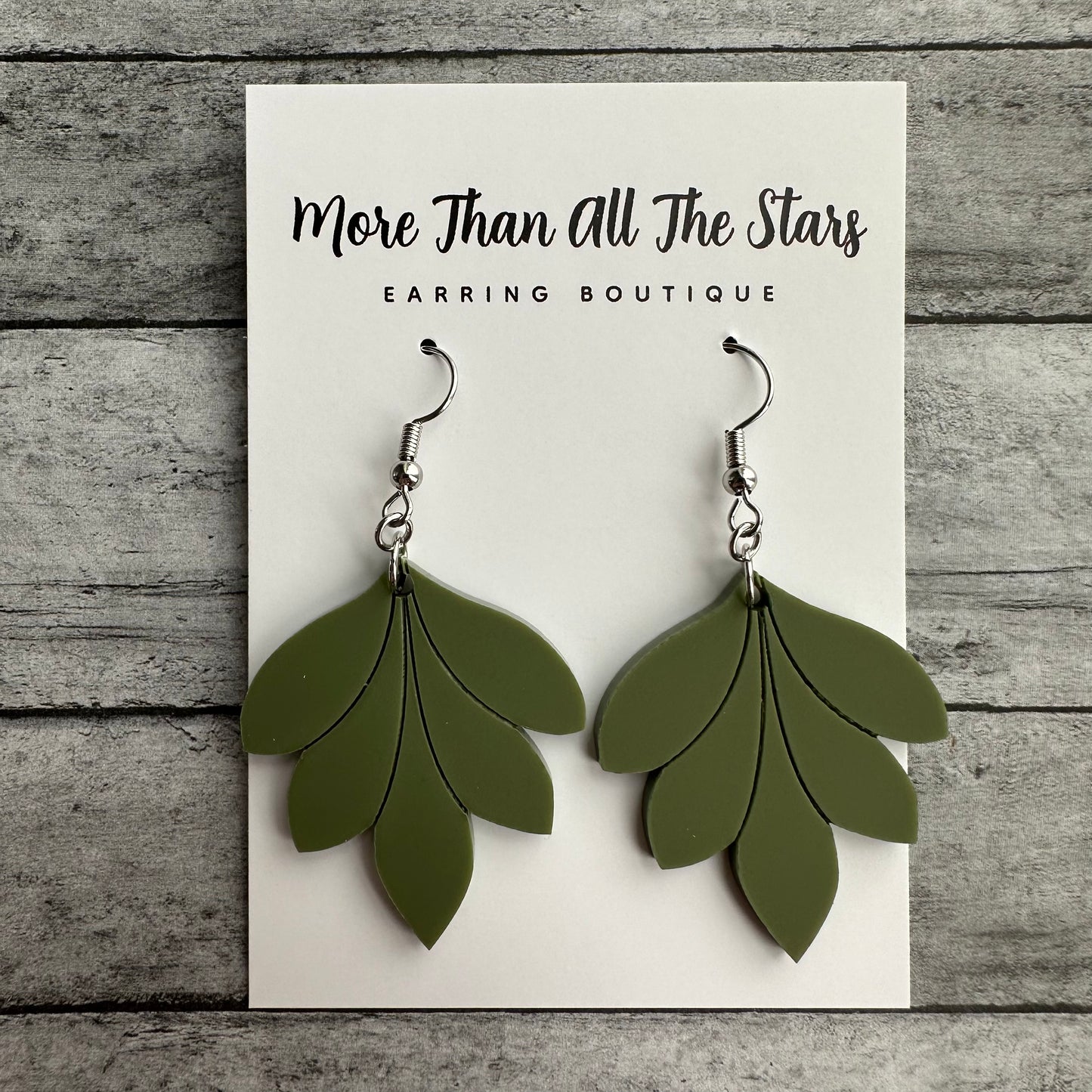 Olive Chunky Leaf Earrings