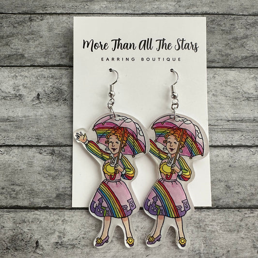 Mrs. Frizzle Umbrella Earrings