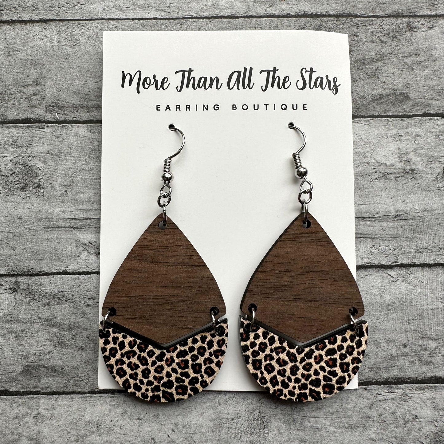Leopard Split Teardrop Earrings