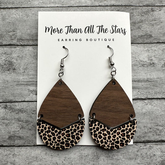 Leopard Split Teardrop Earrings