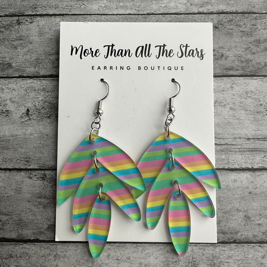 Pastel Stripe Petal Waterfall Earrings