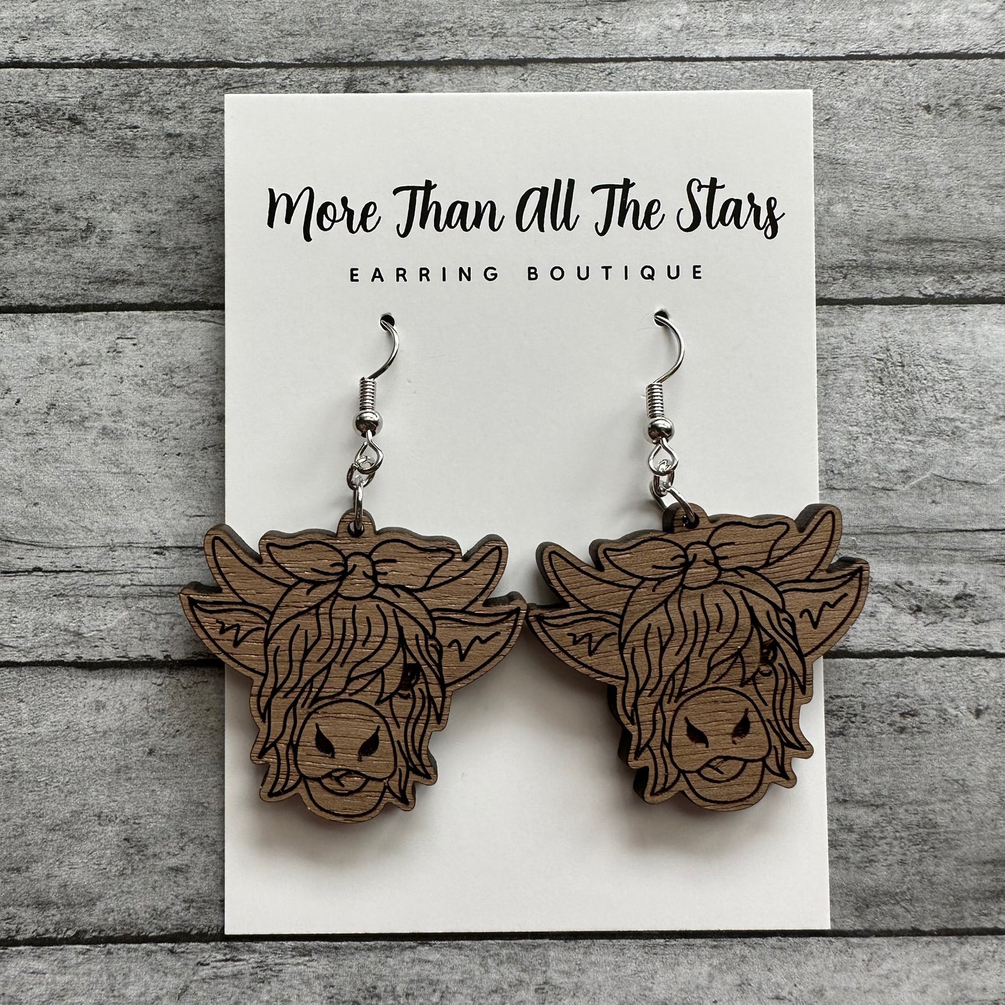 Bandana Highland Cow Earrings