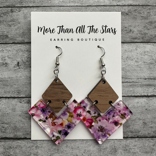 Purple Floral Earrings