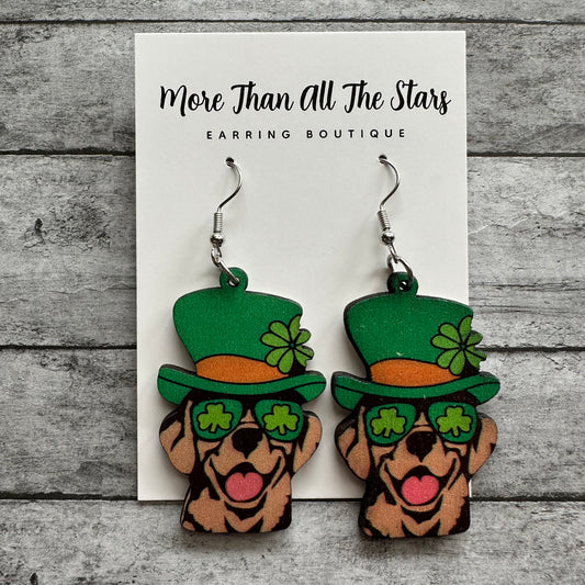 St. Patrick’s Day Puppy Dog Shamrock Earrings