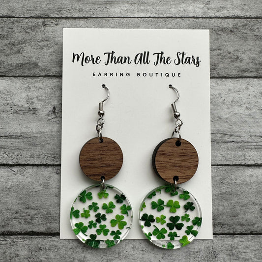 St. Patrick's Day Shamrock Circle Earrings