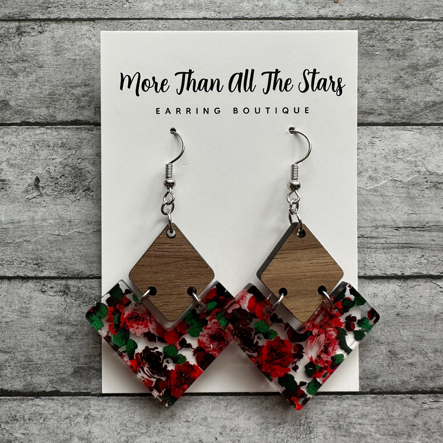Red Rose Earrings