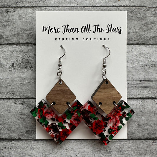 Red Rose Earrings