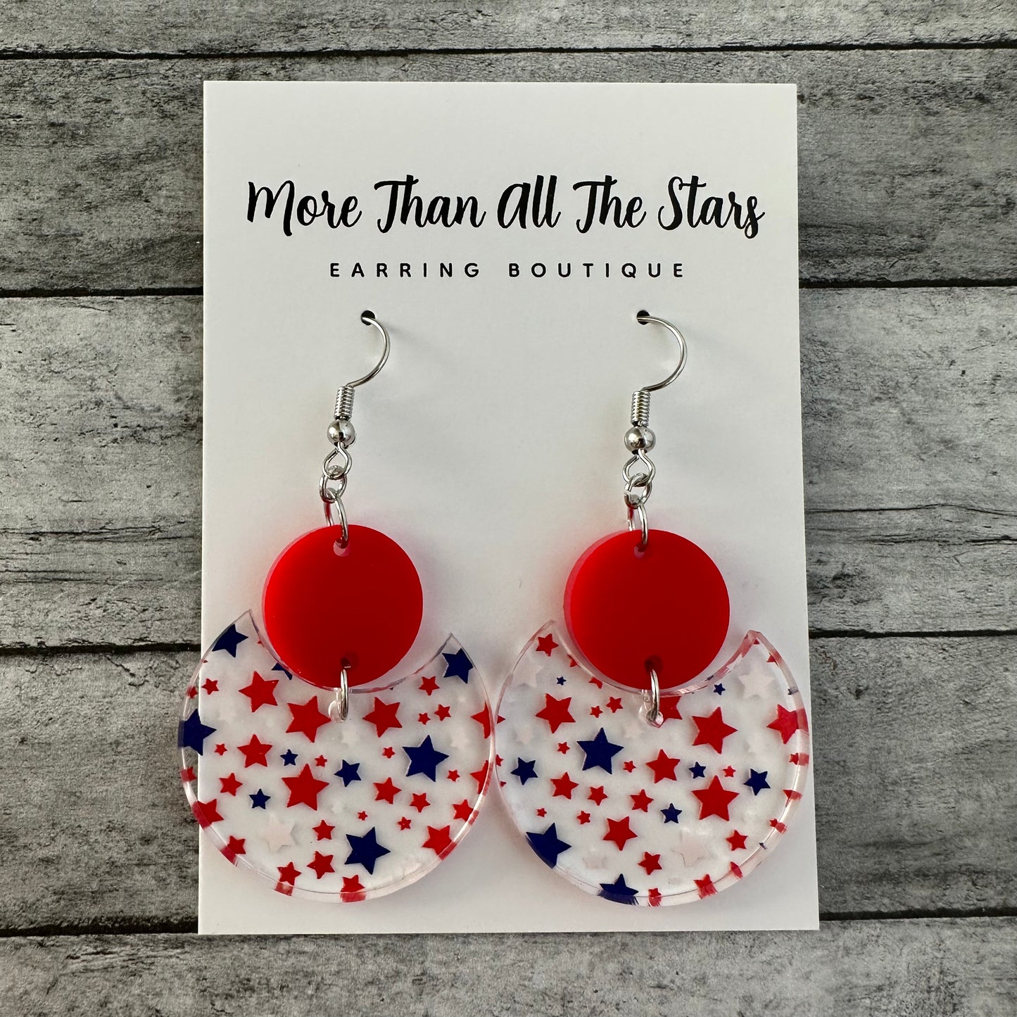 Americana Stars Crescent Circle Earrings